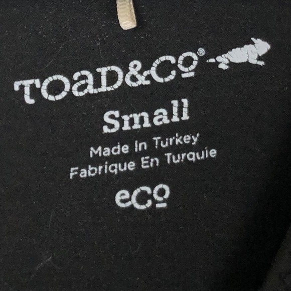 Toad&Co Organic Cotton Modal Ruched Side Midi Dress Sz S Black Cap Sleeve Pocket - Picture 5 of 9